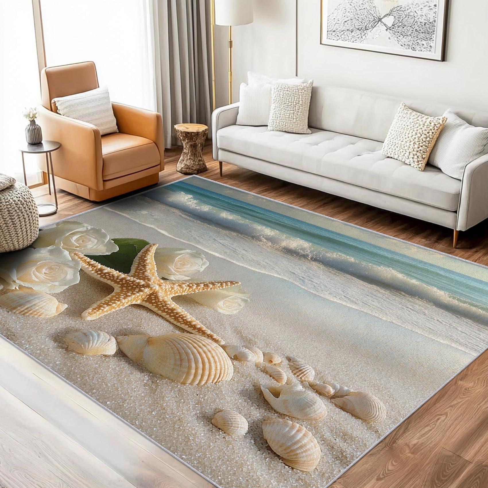 Tapis de salon lavable et antidérapant 100x150 moquette couloir moderne 3D océan