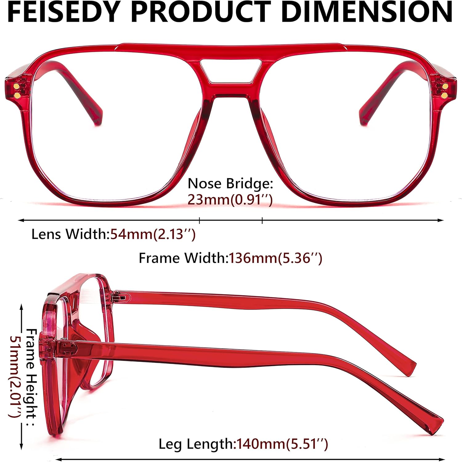 FEISEDY Blue Light Blocking Glasses Fake Nerd Clear Square Computer Lightweight Pilot Glasses Frame Oversized B2866 - Image 4