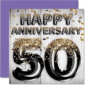 6th Anniversary Card With Black Gold Glitter Balloons | Iron Anniversary Greeting Card For Husband Or Wife