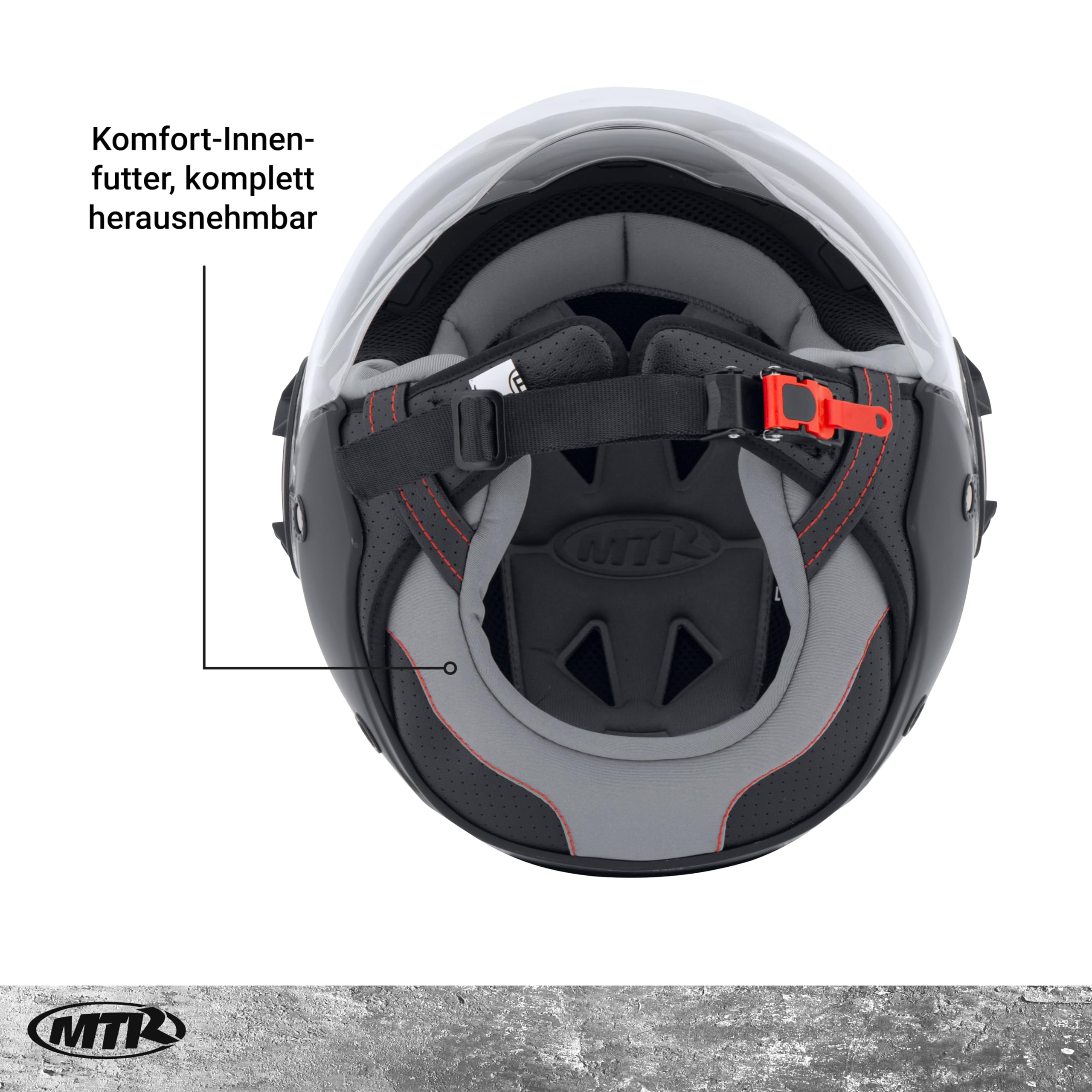 MTR Demi-Jet 5 Evo Jethelm mit Visier und Sonnenblende, Helm Motorrad ECE Zertifiziert, Roller Helm Herren & Damen, Leichter Motorradhelm mit Visier
