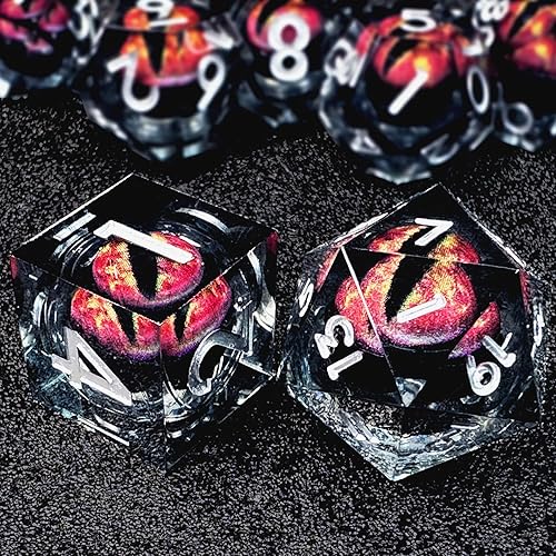 Miniatura 4 de HAOMEJA Juego de dados DND de resina de ojo de dragón D&D, 7 piezas de resina de borde afilado con bolsa de dados de ojo de dragón, dados