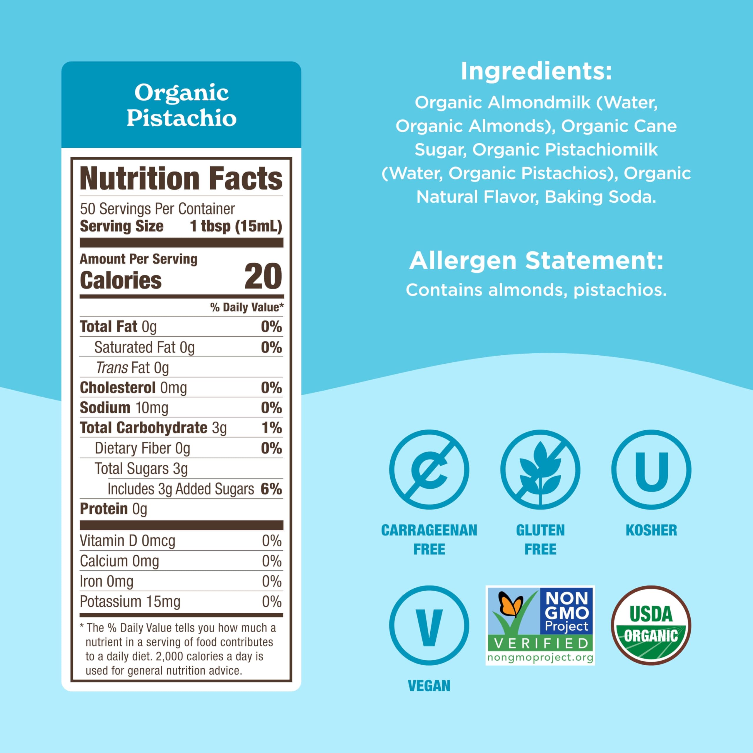 Califia Farms - Organic Pistachio Almond Milk Coffee Creamer 25 4 Oz Dairy Free Plant Based Vegan Gluten — view 2