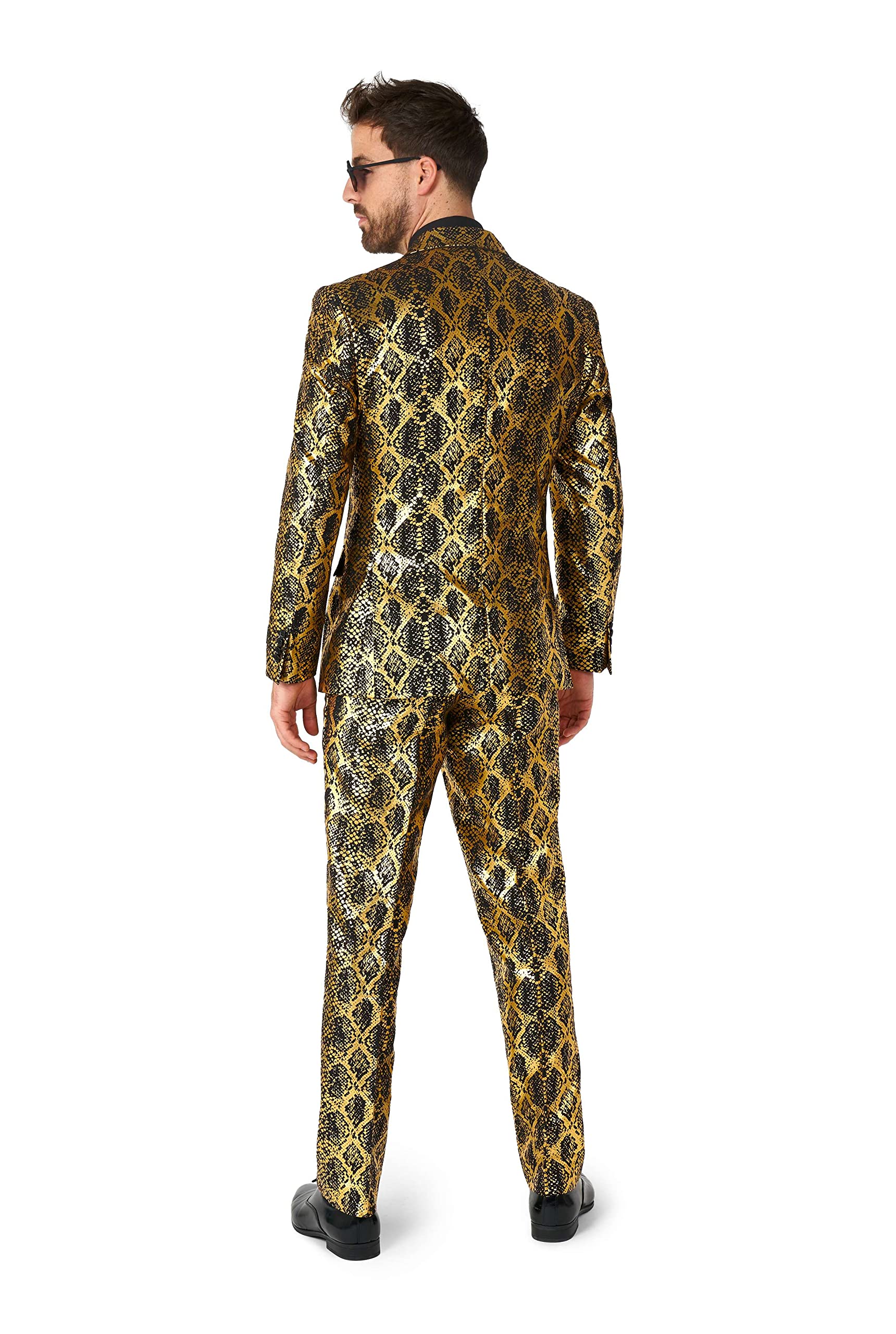 OppoSuits Divertente Abito da Festa da Uomo, Serpente Lucido, Completo con Giacca, Pantaloni e Cravatta, Serpente Lucido, 58