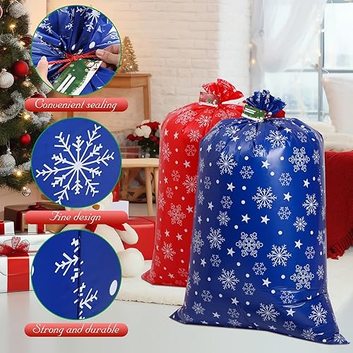 Miniatura 4 de 2 bolsas de regalo de Navidad de 36 x 56 pulgadas, extra grande, bolsa de regalo gigante, bolsa de envoltura de regalo, bolsas de regalo grandes de