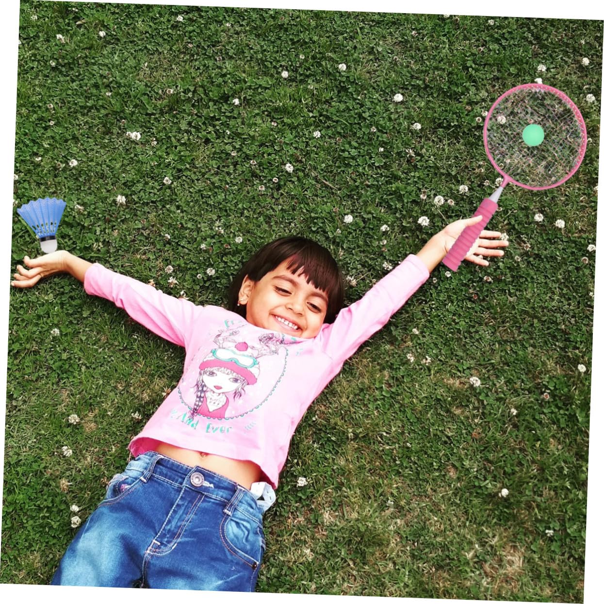 BESPORTBLE Set di Racchetta da Badminton Giocattolo Rosa per Bambini | Metallo e Pvc, Impugnatura Comoda e Superficie Ampia, per Attività All'aperto e Svago