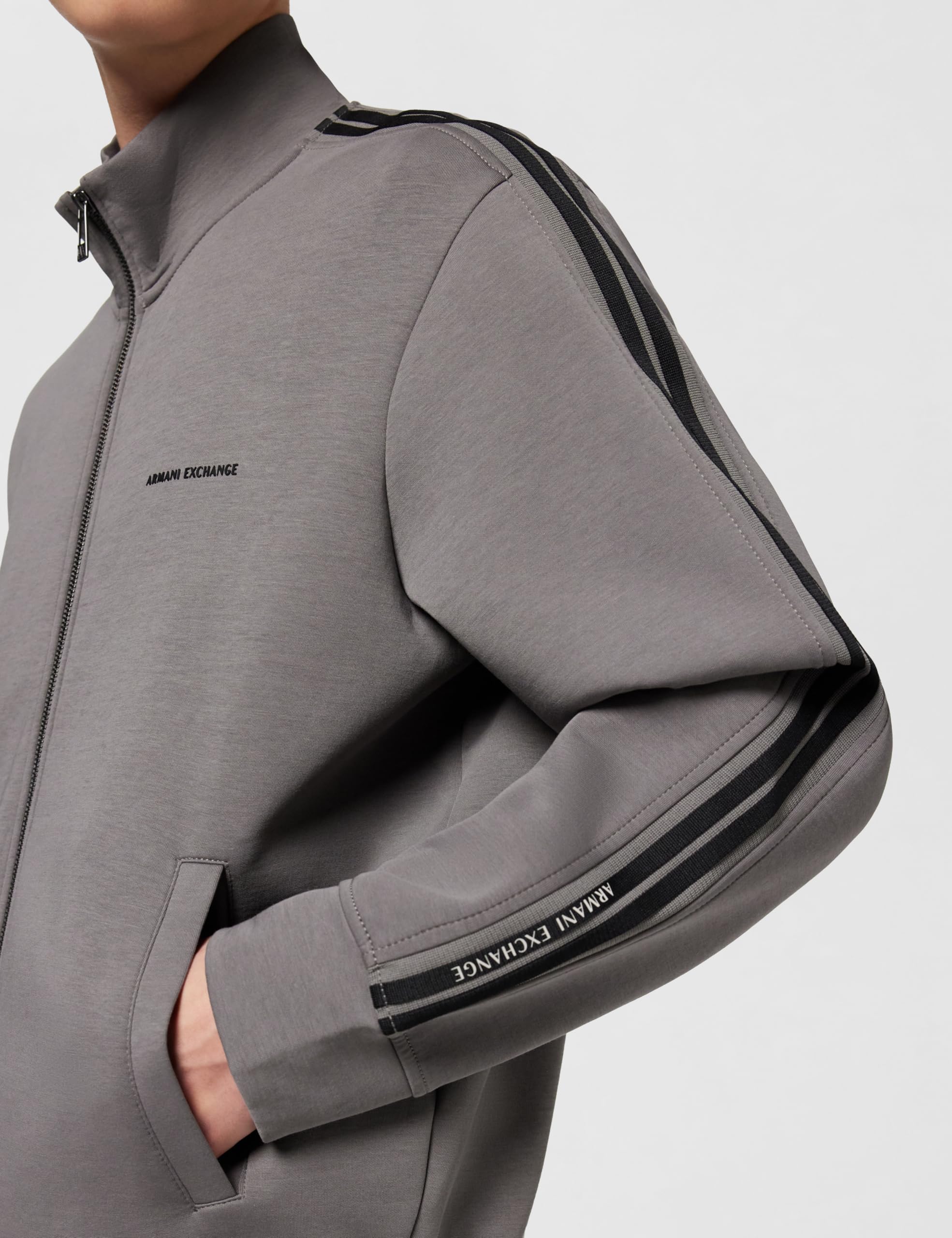 Armani Exchange Long Sleeve Side Logo Lettering Zip Closure Maglia di Tuta Uomo (Pacco da 1)