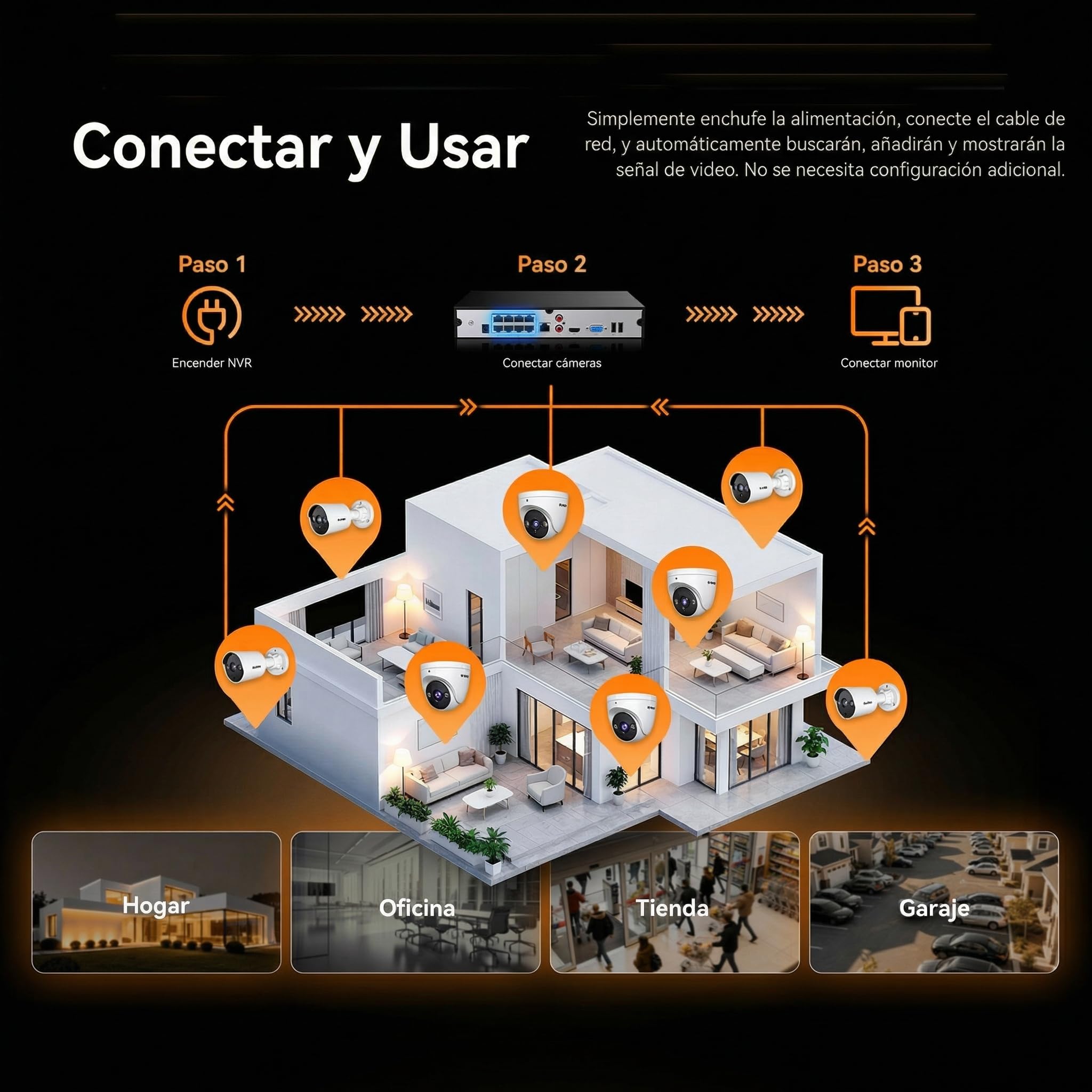 Tenda 4MP 8CH PoE Kit Cámaras de Vigilancia, Cámaras IP Seguridad PoE Exterior, 8CH NVR con 1TB HDD para Grabación 24/7, Detección Humana AI, IP67 Impermeable, TK8P-4BTC