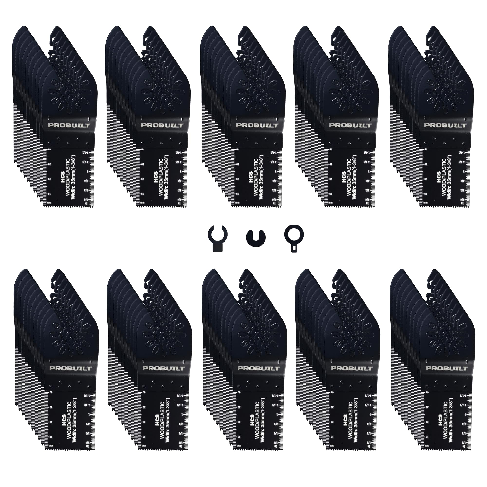 ProBuilt 103PCS Oscillating Multi Tool Blades | Universal Quick Release Saw Blades for Wood & Plastic Cutting | Compatible with Fein Multimaster, DeWalt, Bosch, Makita, Ryobi, Milwaukee & More