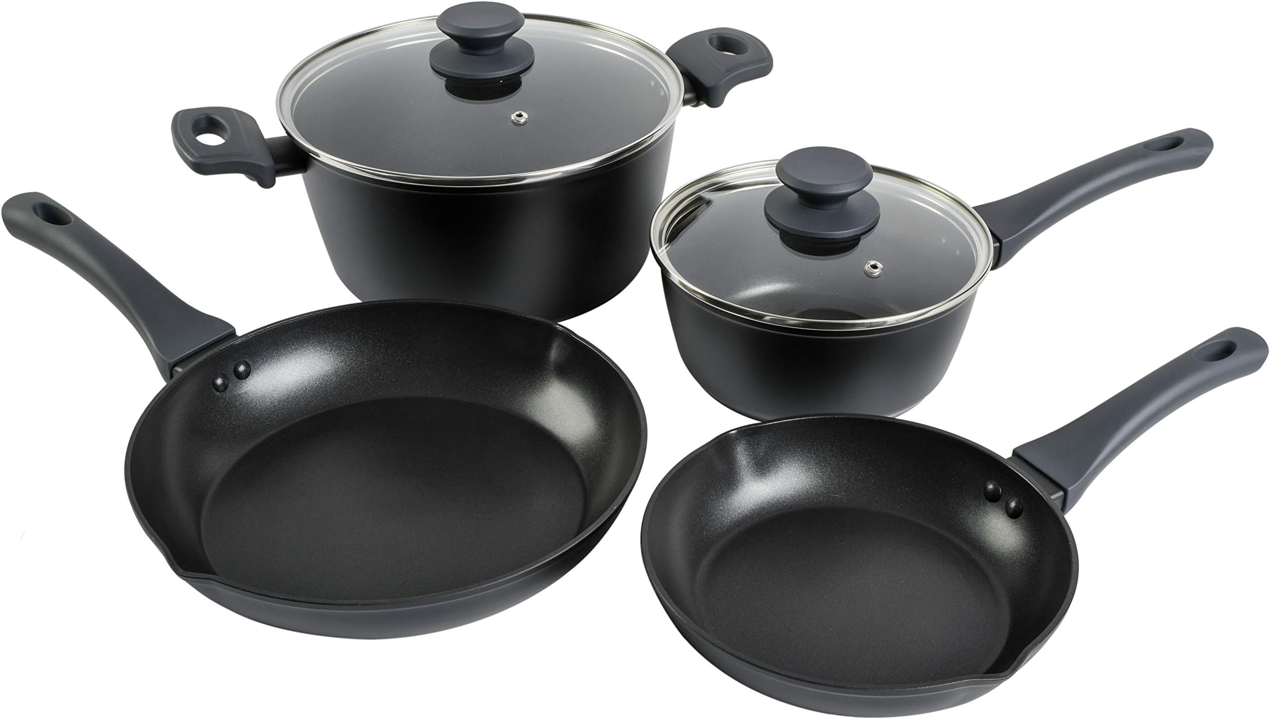 Gibson Soho LoungeNonstick Forged Aluminum Induction Pots and Pans Cookware Set, 6-Piece, Matte Black