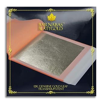 Barnabas Blattgold Gold Leaf - 12K Real Gold [25 Sheets, 3.4 inches] - Transfer Patent for Painting, Arts and Crafts