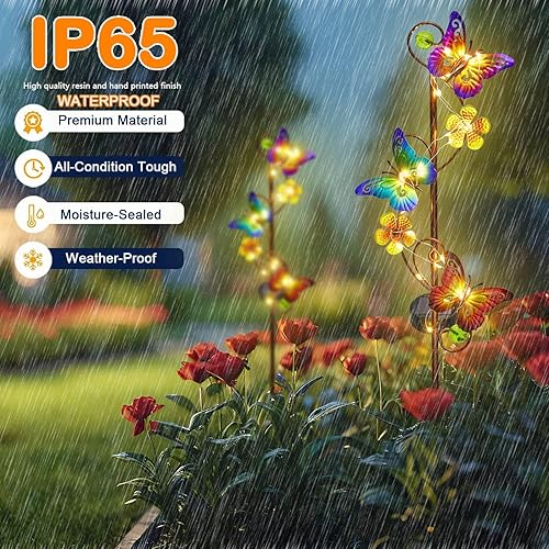 Miniatura 2 de NAN ZAI NAN FANG Luces solares de jardín, paquete de 2 luces solares de libélula al aire libre, decoración de jardín, impermeable, libélula luces