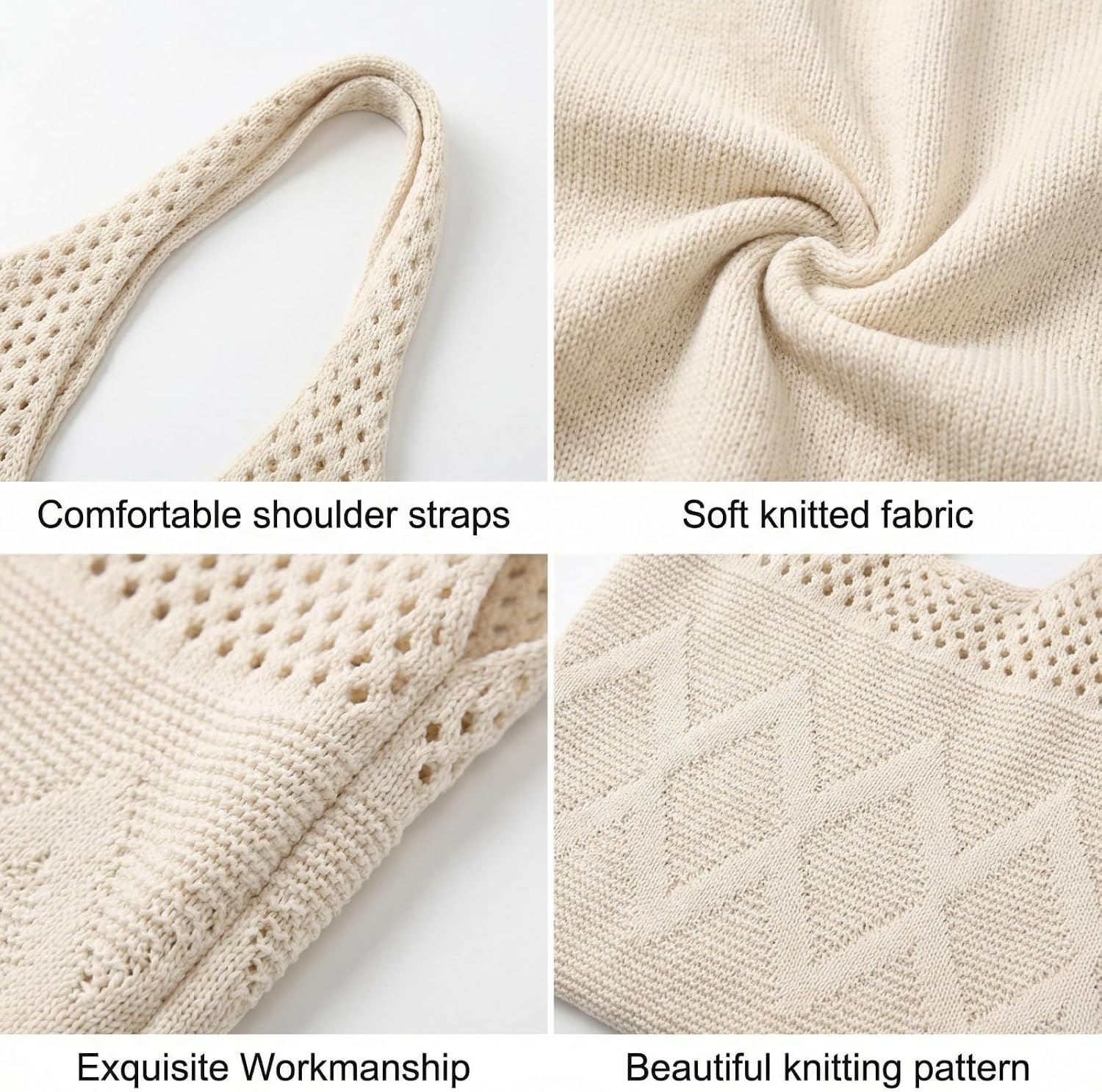 2/4 Pcs Crochet Mesh Beach Tote Bags, Summer Aesthetic Boho Knit Bag for Women Casual Vacation Essentials image 5