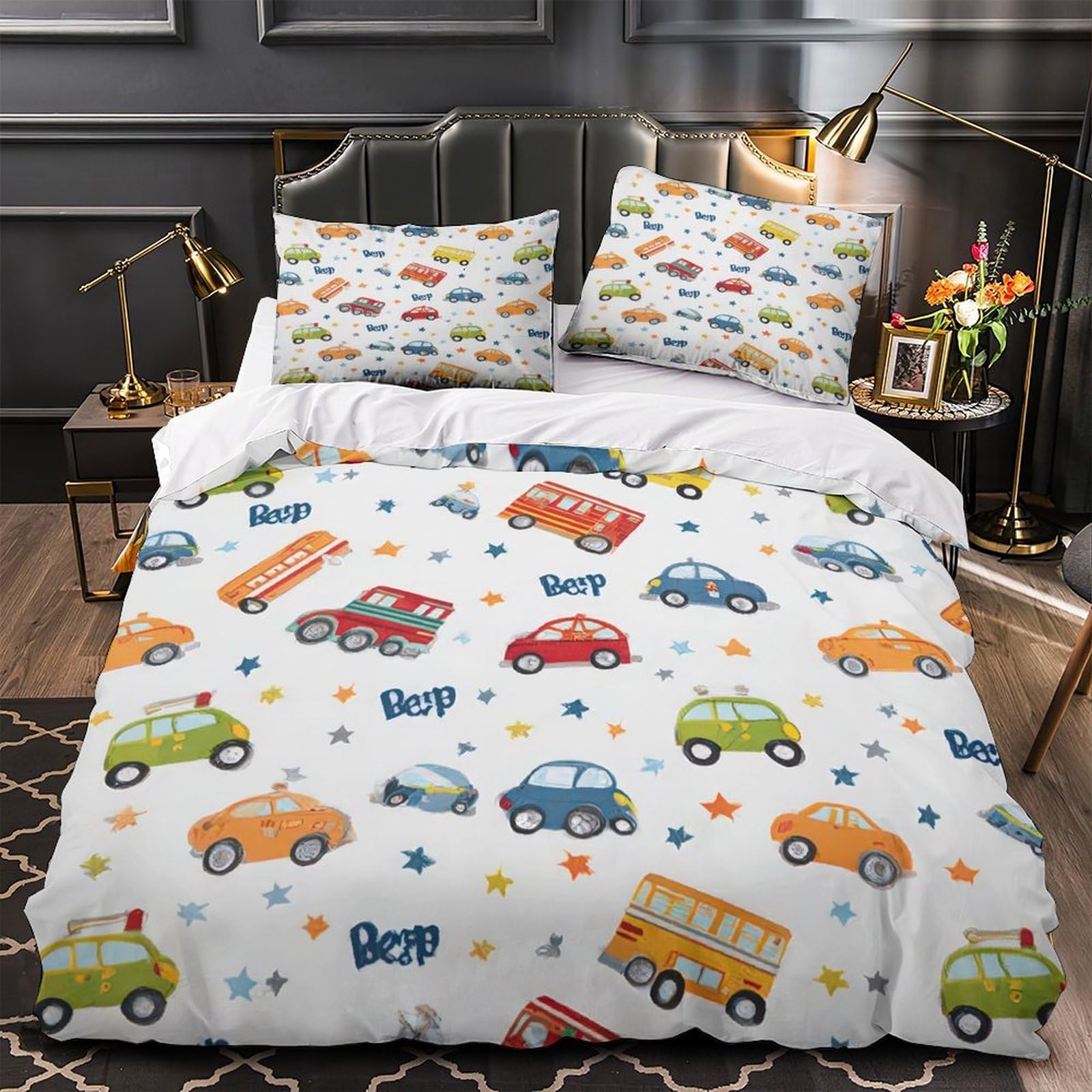 Parure train microfibre 200x200 : lit enfant haut de gamme au motif 3D résistant et hypoallergénique