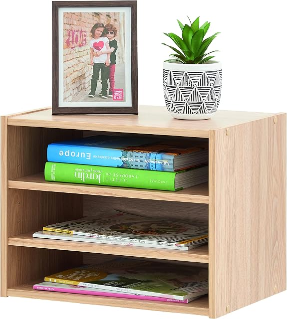Iris Ohyama, 3-Tier Shelf /Open Cabinet / Wooden Stack Box / Side Furniture / Storage Cabinet with Shelves, Modern, Design, Office, Living Room, Entry - Stack Box - STB-400T - Brown