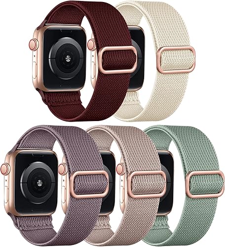 Adorve Stretchy Band Compatible with Apple Watch Bands Ultra 321 49mm 46mm 45mm 44mm 42mm 41mm 40mm 38mm Men Women, Soft Nylon Elastic Braided Strap