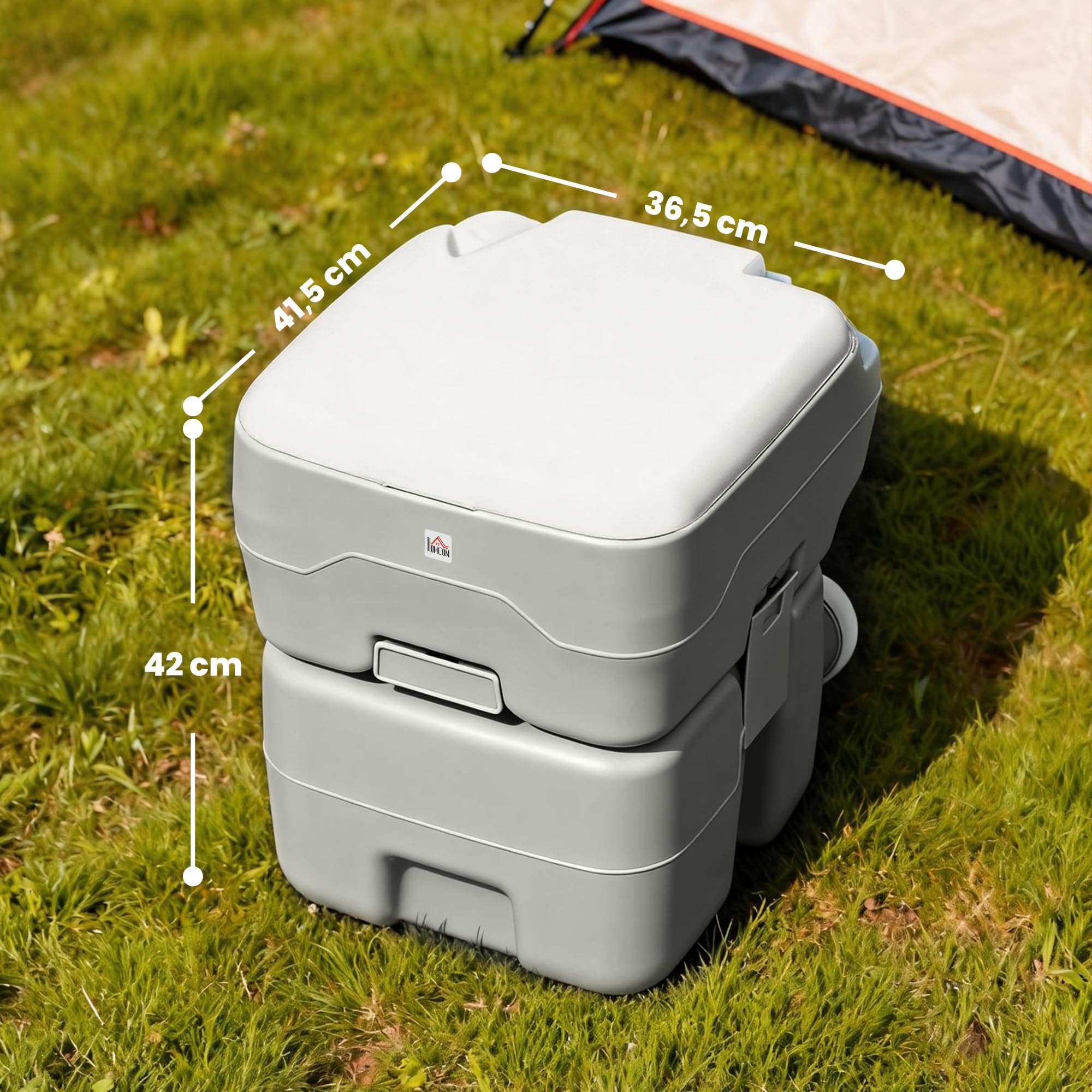 HOMCOM Campingtoilette Reisetoilette max. Tragkraft bis 147 kg 20L Grau | Trockentrenntoilette, Für Camping, Wandern, Reisen, Angeln
