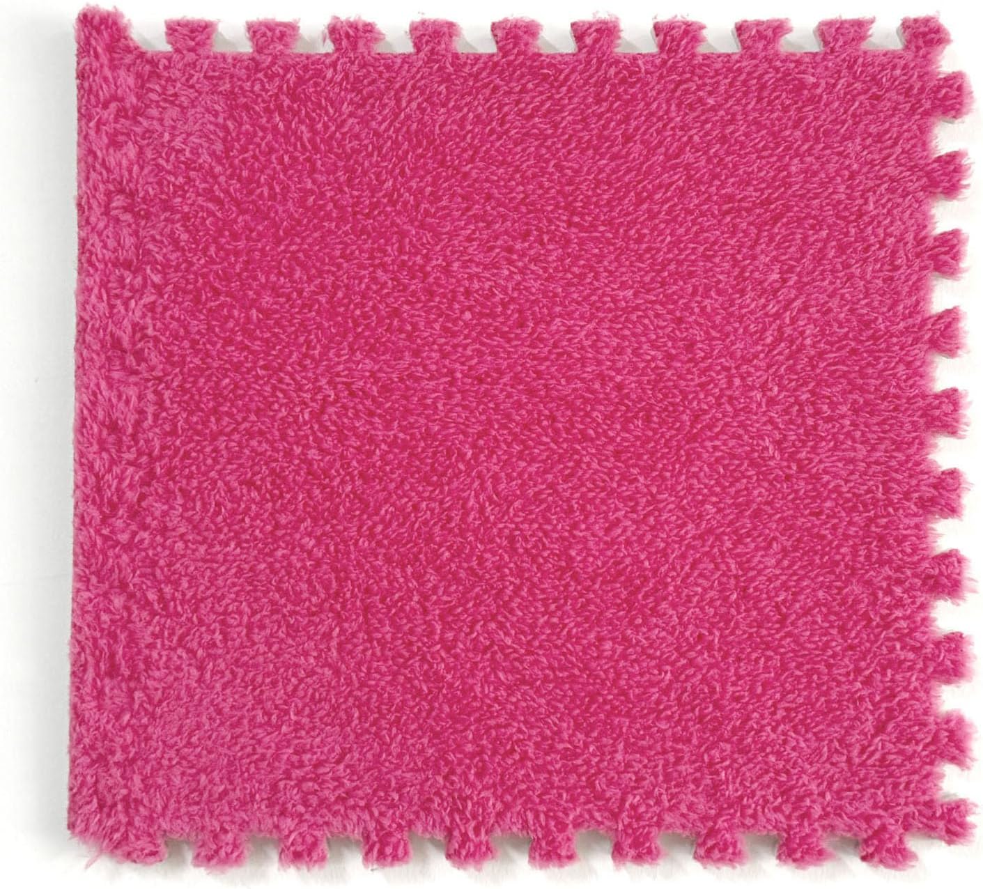 16 Pcs Kids Foam Interlocking Carpet Tiles with Border, Thick Carpet Squares Plush Floor Playmats Baby Crawling Rug - 49" x 49" (Hotpink, 16 Tiles)