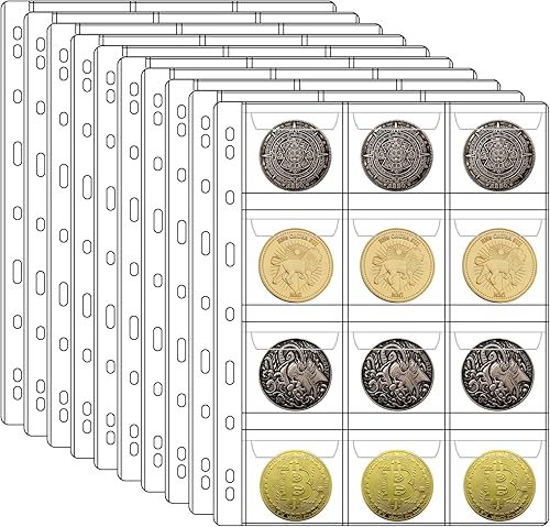 Vista 23 de 42 páginas de monedas de bolsillo para coleccionistas, 10 hojas de monedas, fundas para monedas, suministros de coleccionista de sellos con 9 Página