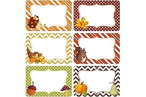 Thanksgiving Fall Name Tags Stickers for Autumn Festivities