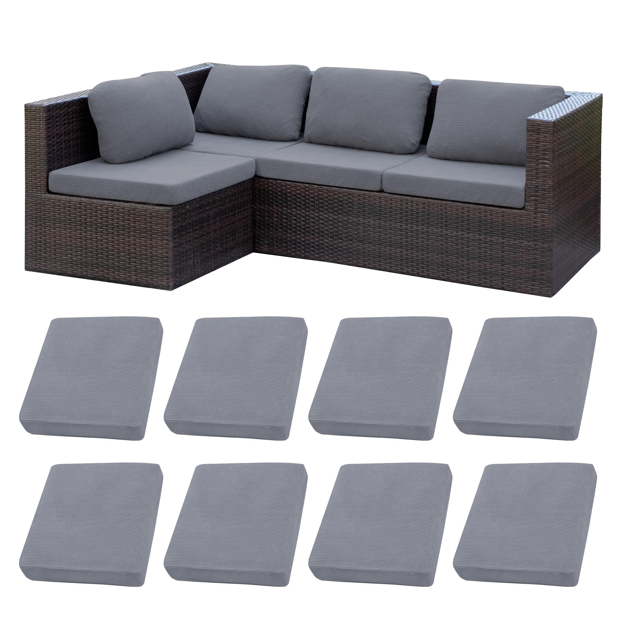 8 Pcs Outdoor Cushion Covers, Patio Sofa Cushion Covers Replacement