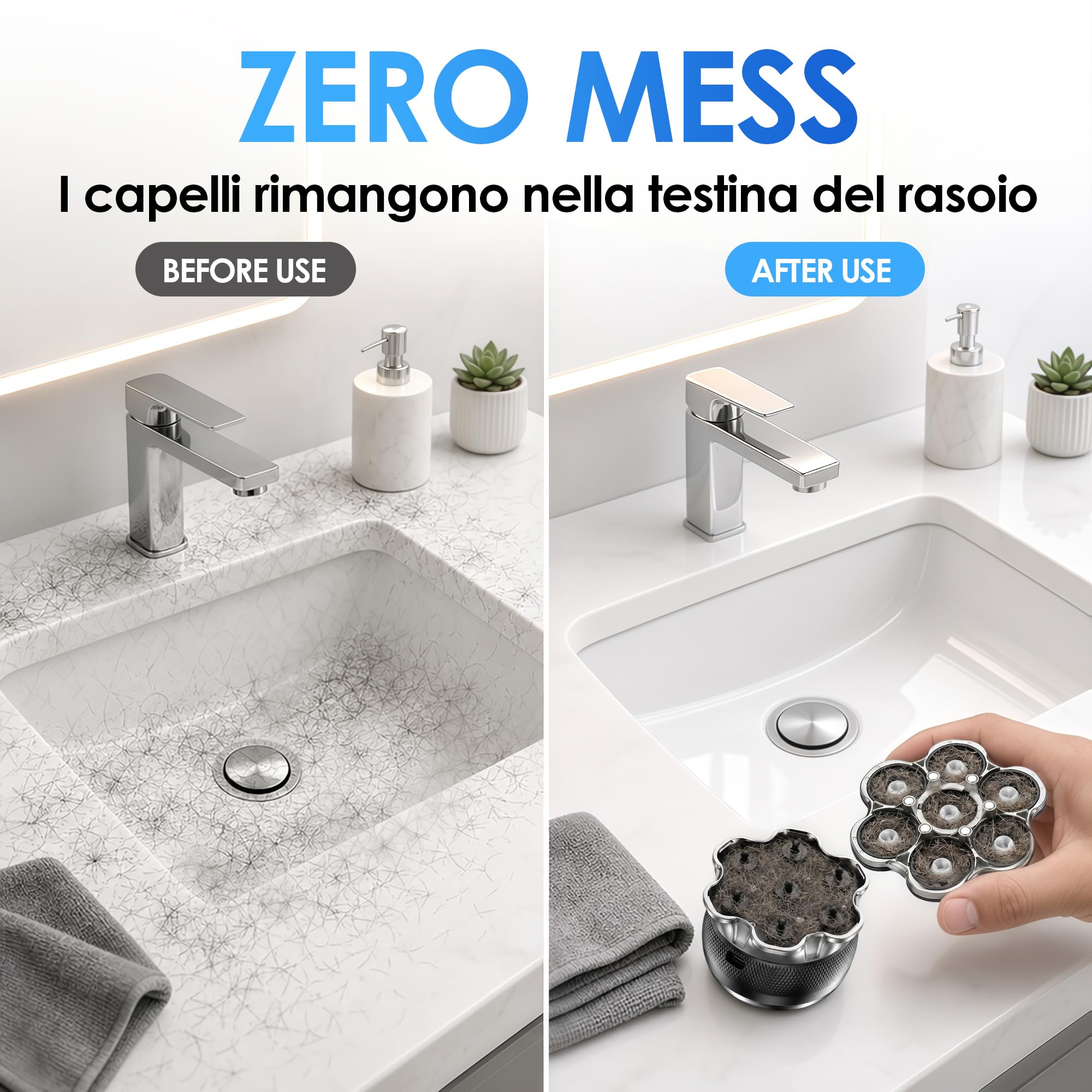 ICARE 7D Rasoio Testa Calva – 1200mAh Rasoio Elettrico Capelli con Shaver Capelli – Head Shaver Impermeabile IPX6 – 120 Minuti Doppia Velocità – Incl. 2 testine originali – Rasa Capelli Uomo a Zero