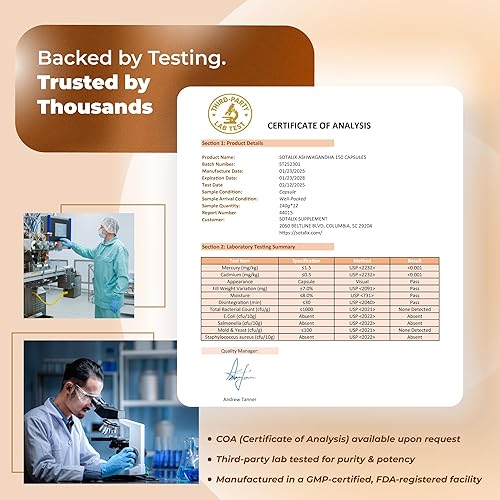 Miniatura 8 de SOTALIX Supplement Ashwagandha Fórmula avanzada todo en 1 con L-teanina, rodiola, hierba de San Juan para relajarse, relajarse y fortalecer,