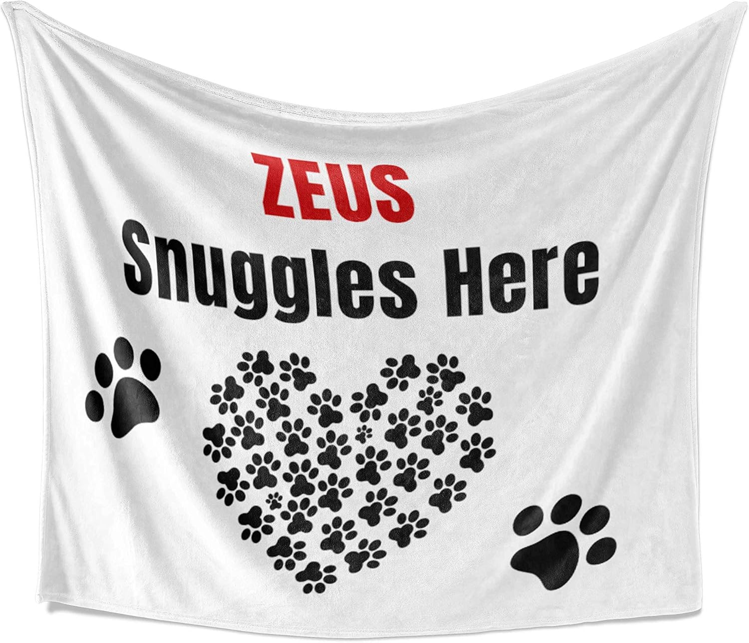 Zeus Snuggles Here Blanket - Personalized Plush Fleece Dog Themed Throw with Name, Custom Blanket, Customized Birthday, Holiday Present, 50x60 Inches