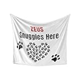 Zeus Snuggles Here Blanket - Personalized Plush Fleece Dog Themed Throw with Name, Custom Blanket, Customized Birthday, Holiday Present, 50x60 Inches
