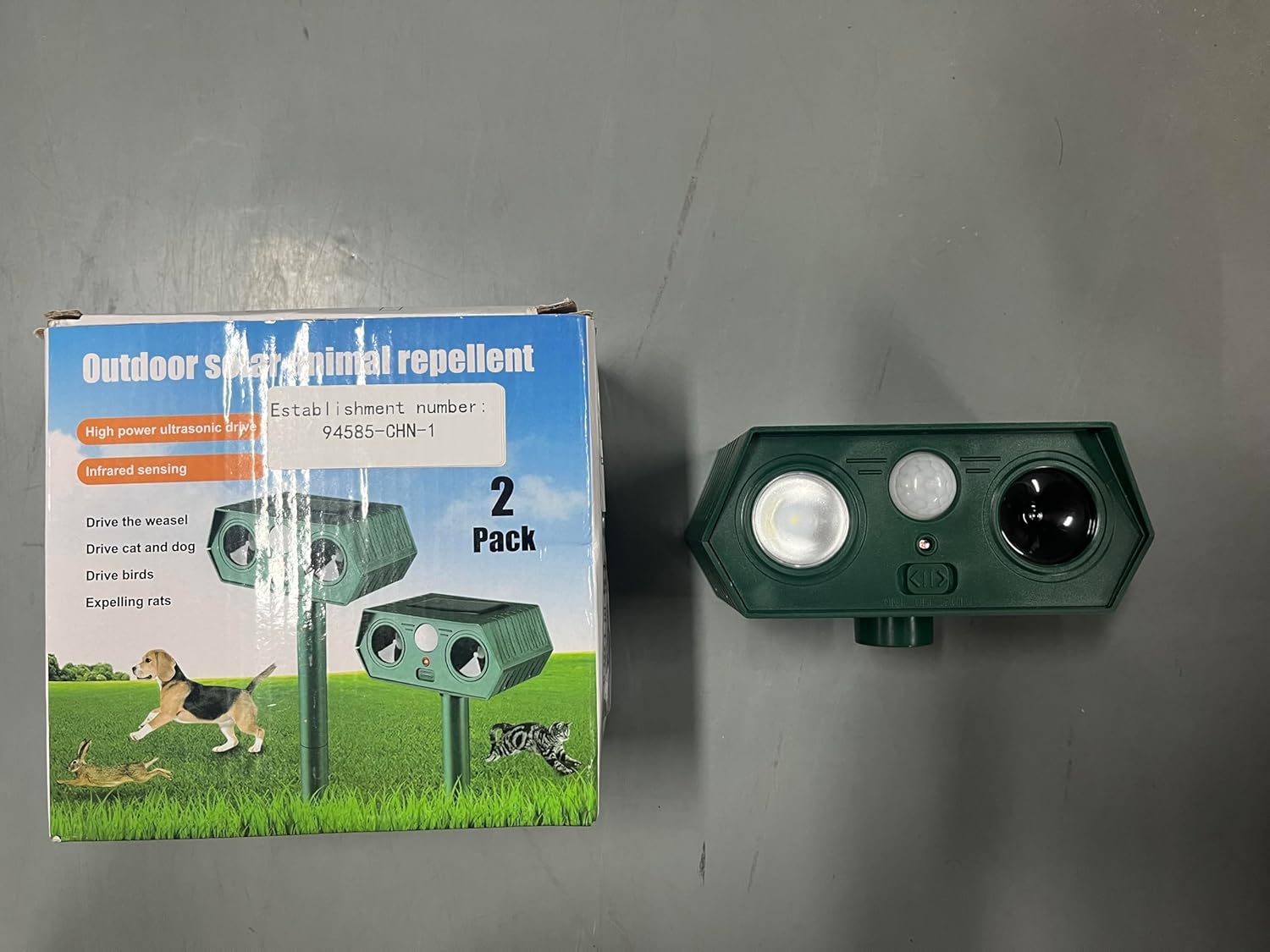 2026 Solar Ultrasonic Animal Repellent Sonic Fortress Pro Deer Repellent Rabbit Repeller Squirrel Raccoon Deterrent with Flash Light Motion Sensor to Keep Cat Skunk Fox Dog Out of Yard Garden(2Pack)