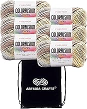 Premier Yarns Colorfusion Chunky Morning Coffee 1174-14 (6-Skeins - Same Dye Lot) Chunky Bulky #5 Acrylic Yarn for Crocheting and Knitting with Project Bag - Buy now