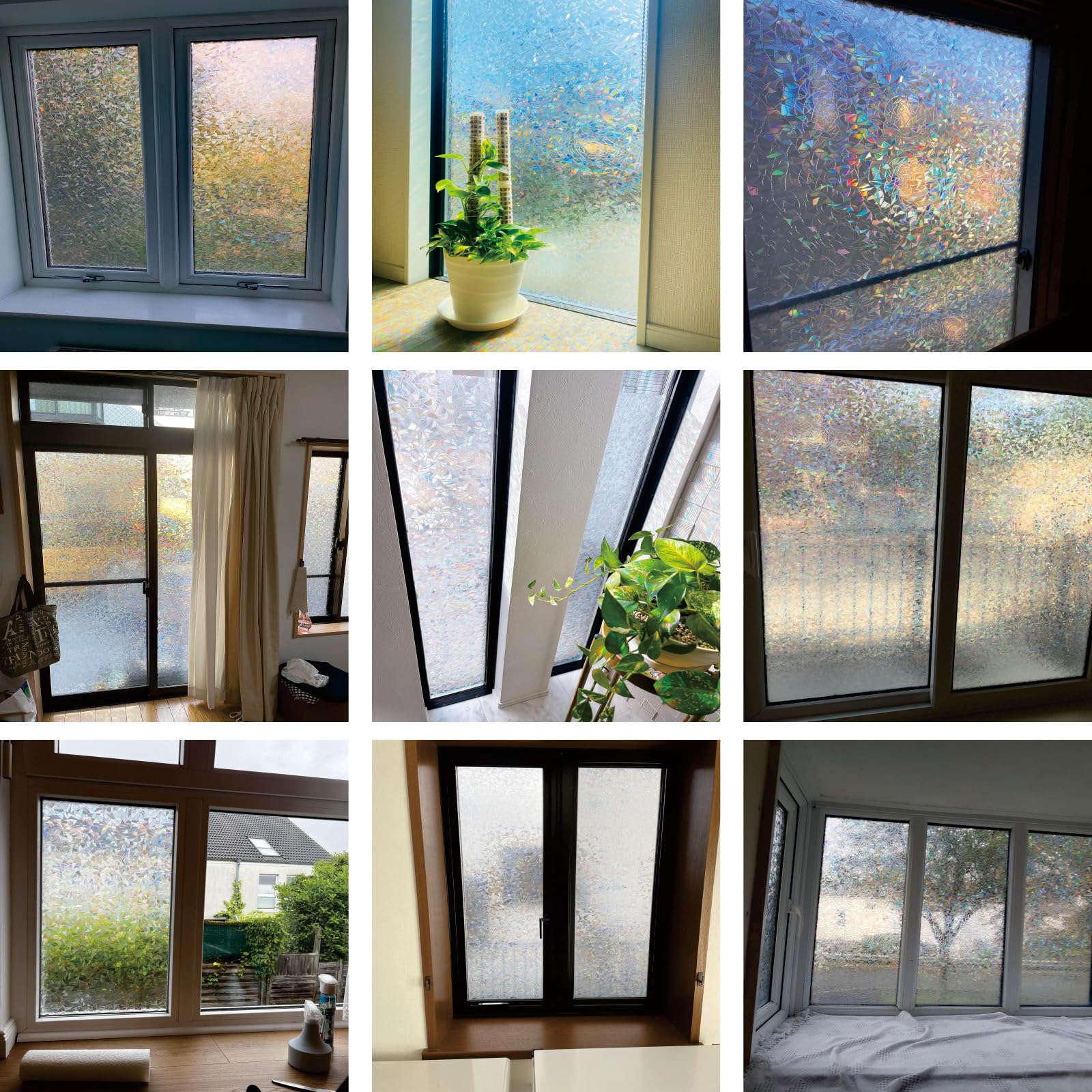 Pellicola Oscurante per Finestre Arcobaleno 40 x 920 cm Statica Adesiva Senza Ritagliabile Anti Uv, Protezione Della Privacy, Pellicola Privacy per Finestre per Letto, Luna Crescente