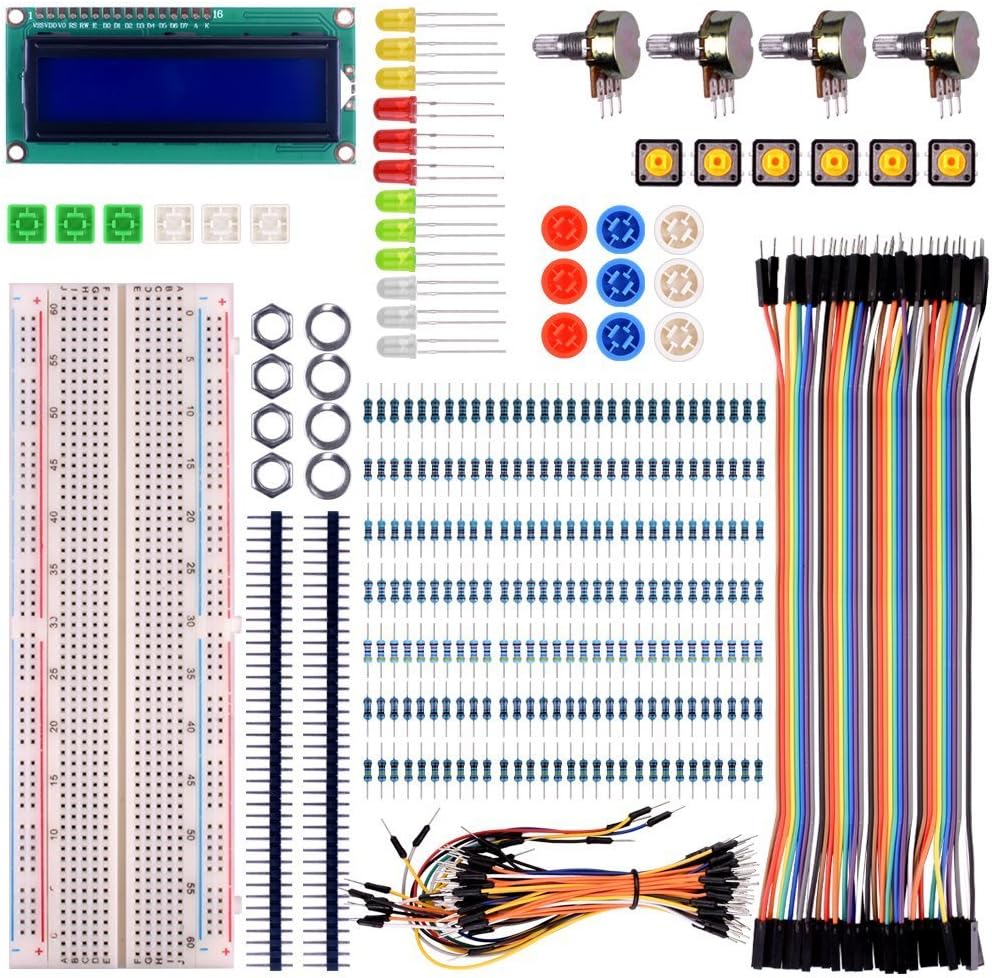For Raspberry pi 3 Arduino kuman Basic Starter Kit with LCD Screen Module Breadboard,Resistors Rotary Potentiometer Compatible w/ UNO R3 pro mini atmega due Mega Nano Robot K64