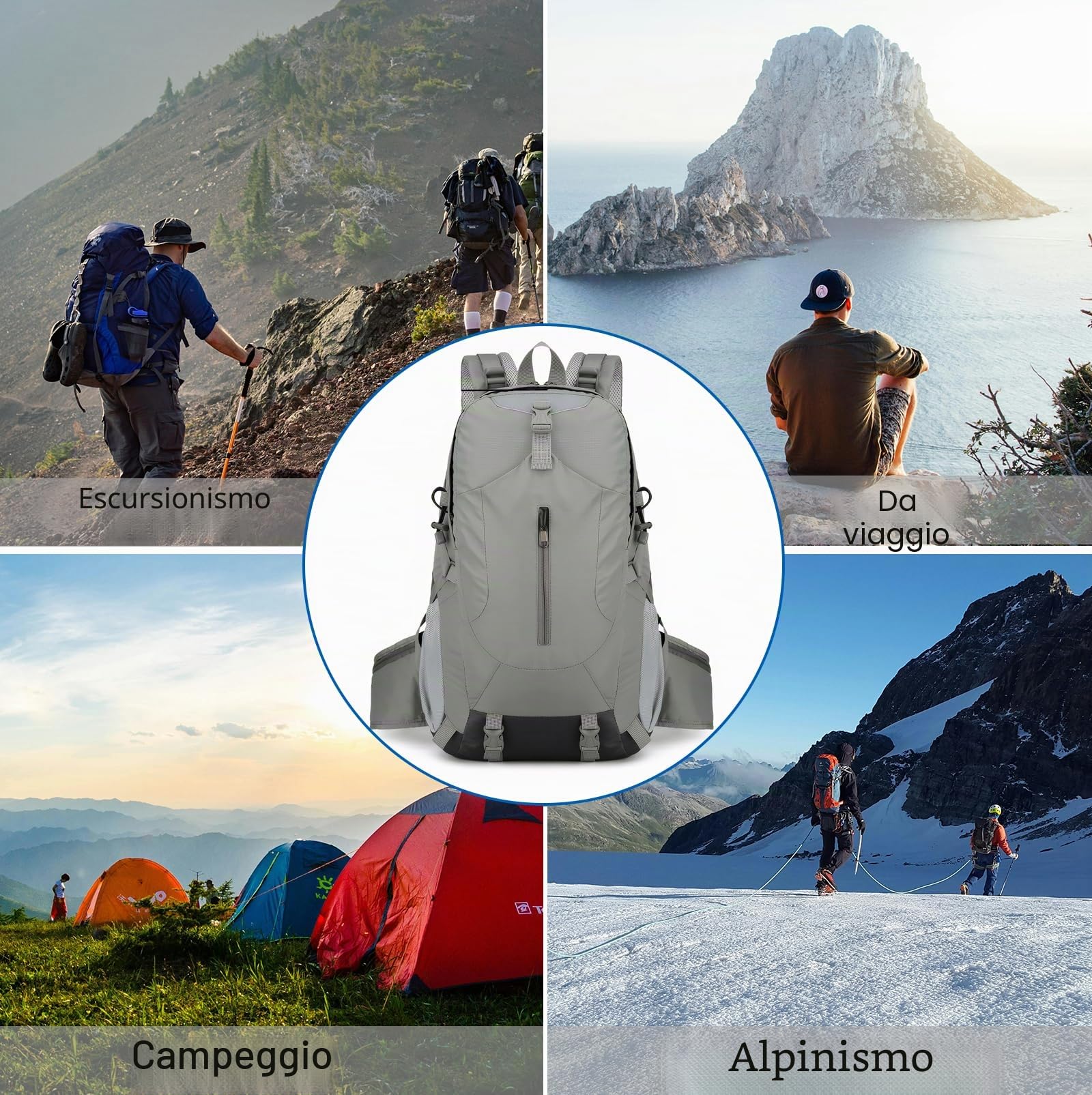 Long Keeper 40 Litri Zaino Trekking Uomo Donna Leggero Zaino Montagna Alpinismo Impermeabile Porta PC 15.6 Pollici Zaino Outdoor per Equitazione Campeggio Viaggio