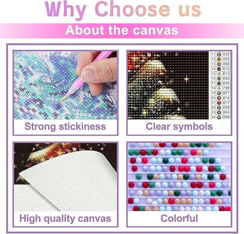 Miniatura 3 de Kits de pintura de diamantes para adultos, bricolaje 5D para el día de Navidad, kit de pintura de diamantes de taladro completo, arte de diamantes