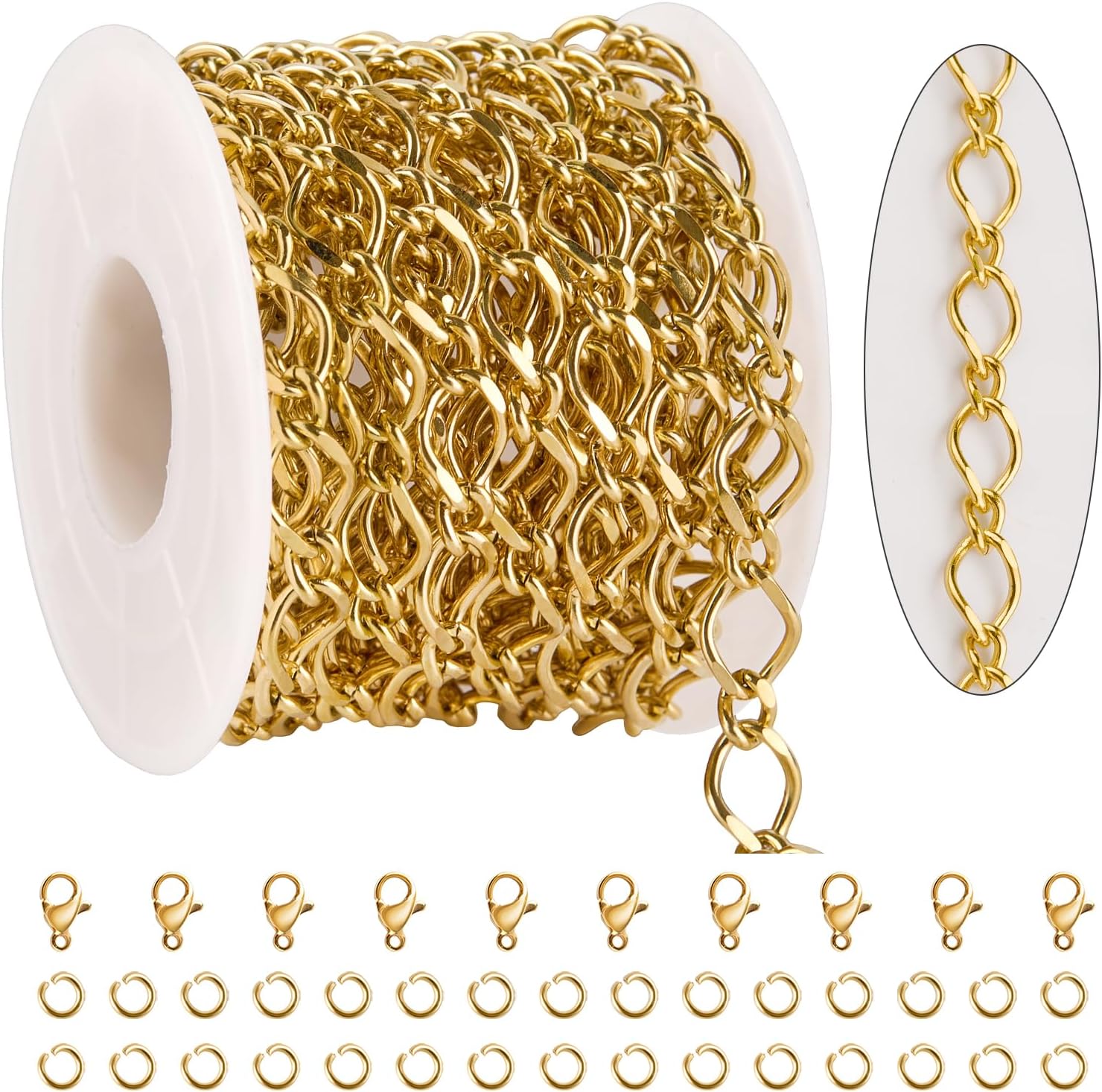 KYUNHOO 5 Meters Gold Chain for Jewelry Making Soldered Rhombic Chain Link Gold Plated Stainless Steel Chains on Bulk for Chain Jewelry DIY
