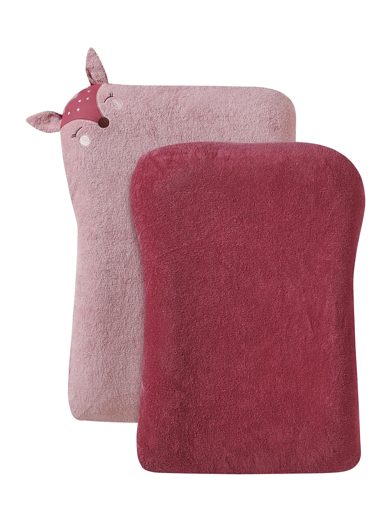 VERTBAUDET Lot de 2 housses de matelas à langer animaux en éponge blush TU