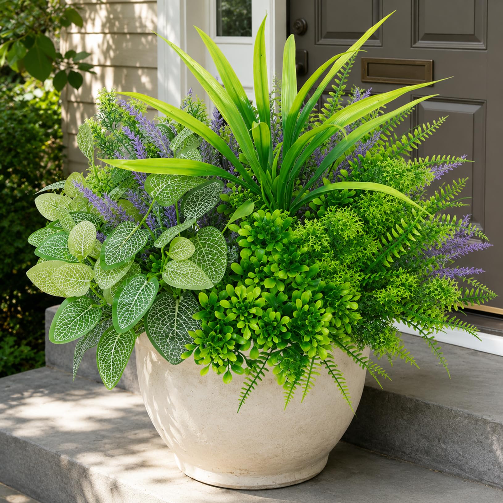 ATAVSADN 20 Pcs Artificial Plants for Outdoors, UV Resistant Faux Greenery, Fake Plants for Outdoors Indoor Green,One Size