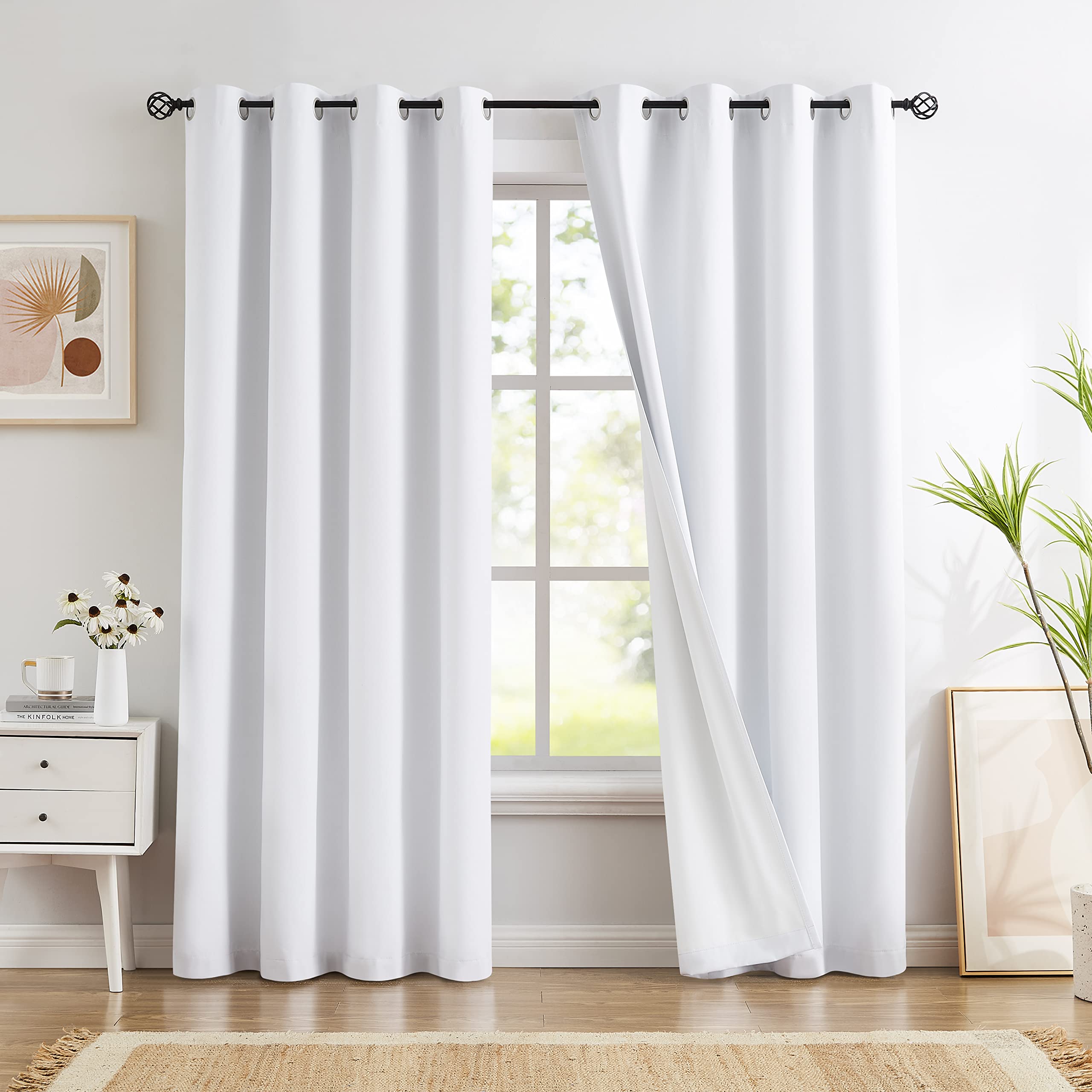 G2000 Tende Oscuranti Totali 100% Per Camera Da Letto - 2 Pannelli 132x240 Cm - Termiche E Fonoassorbenti - Colore Bianco - 3