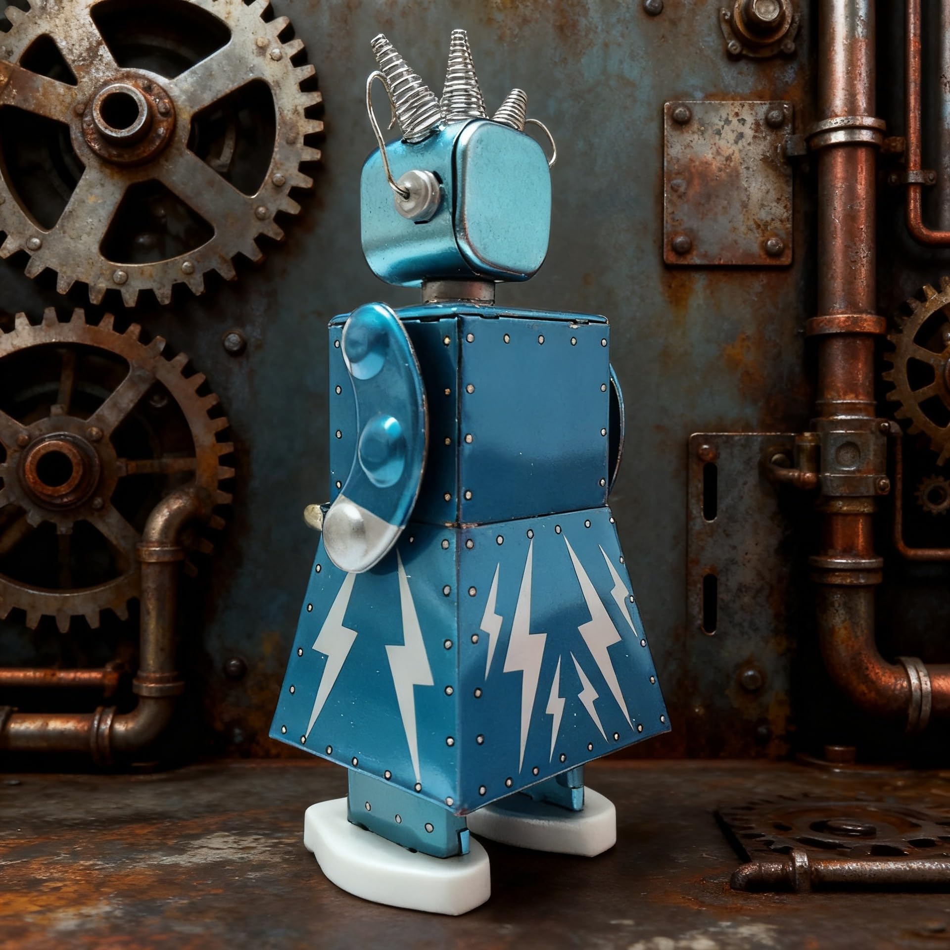 Charmgle Retro Błyskawica Robot Wind-Up Robot Kolekcje Dorosłych Nowość Prezenty Cyna Rzemiosło Dekoracja