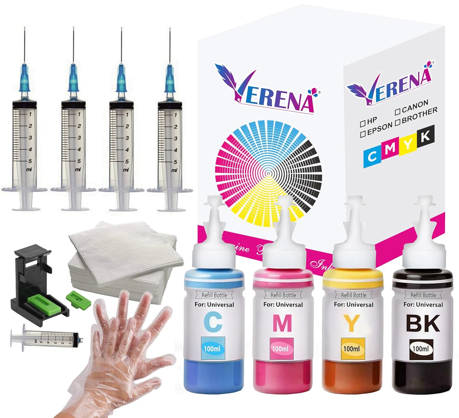 VERENA Refill Ink Kit Set Compatible for HP 805/860 / 861/803 / 680/678 / 682/818 / 802/901 / 703/704 / 702/831 / 830/46 / 21/22 / 27/28 / 56/57 cartridges Printers