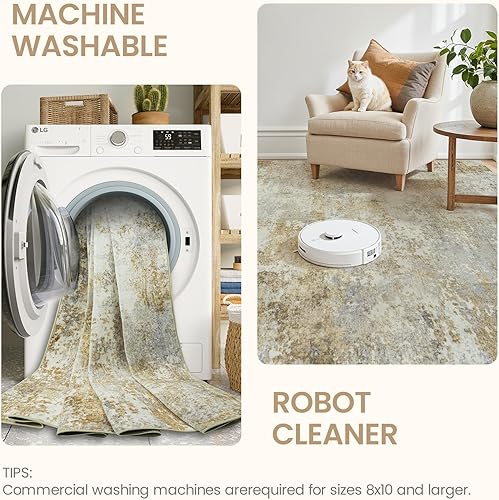 Vista 15 de Alfombra de área para sala de estar: 5 x 7 de interior, suave, esponjosa, alfombra abstracta para dormitorio, cocina, comedor, suelo, alfombra