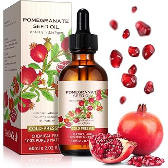 Pomegranate Seed Oil - 100% Cold-Pressed Pomegranate Seed Oil for Skin and Hair Care Improves Skin Elasticity and Promotes Healthy Hair Pure & Natural Pomegranate Seed Oil Chemical-Free