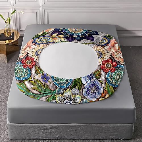 Vista 35 de Sábanas y fundas de almohada de microfibra suave arcoíris, sábana bajera ajustable con bolsillos profundos, sábana bajera ajustable para decoración