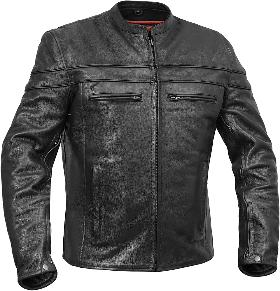 Amazon.com: Daniel Smart Mens Leather Motorcycle Jacket Sporty