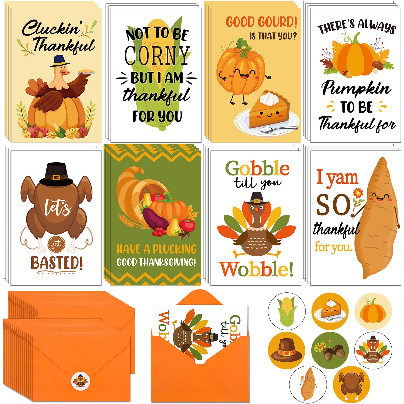 Geyoga 32 Sets Funny Thanksgiving Cards Pun ...