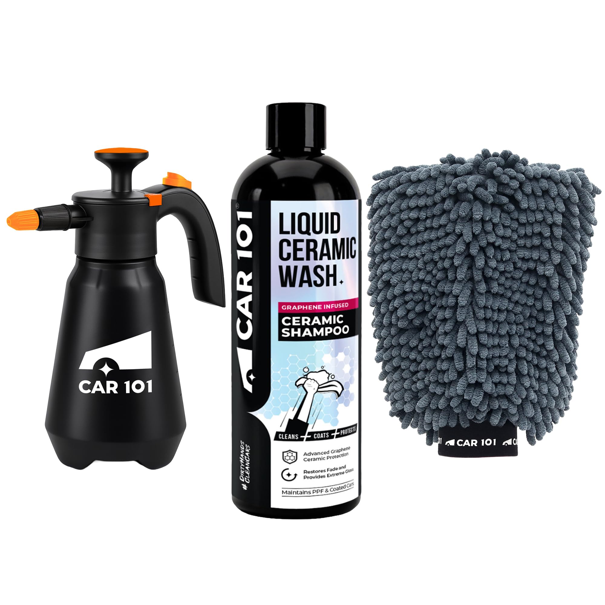 CAR101 Ceramic Coating Shampoo 300ml | 2-in-1 Effect - Cleaning & Coating | Water Repelent + Foam Sprayer with 1.5L Durable Tank & 2 Nozzles + Microfiber Wash Mitt | Ultra Soft & Extra Plush-image-37
