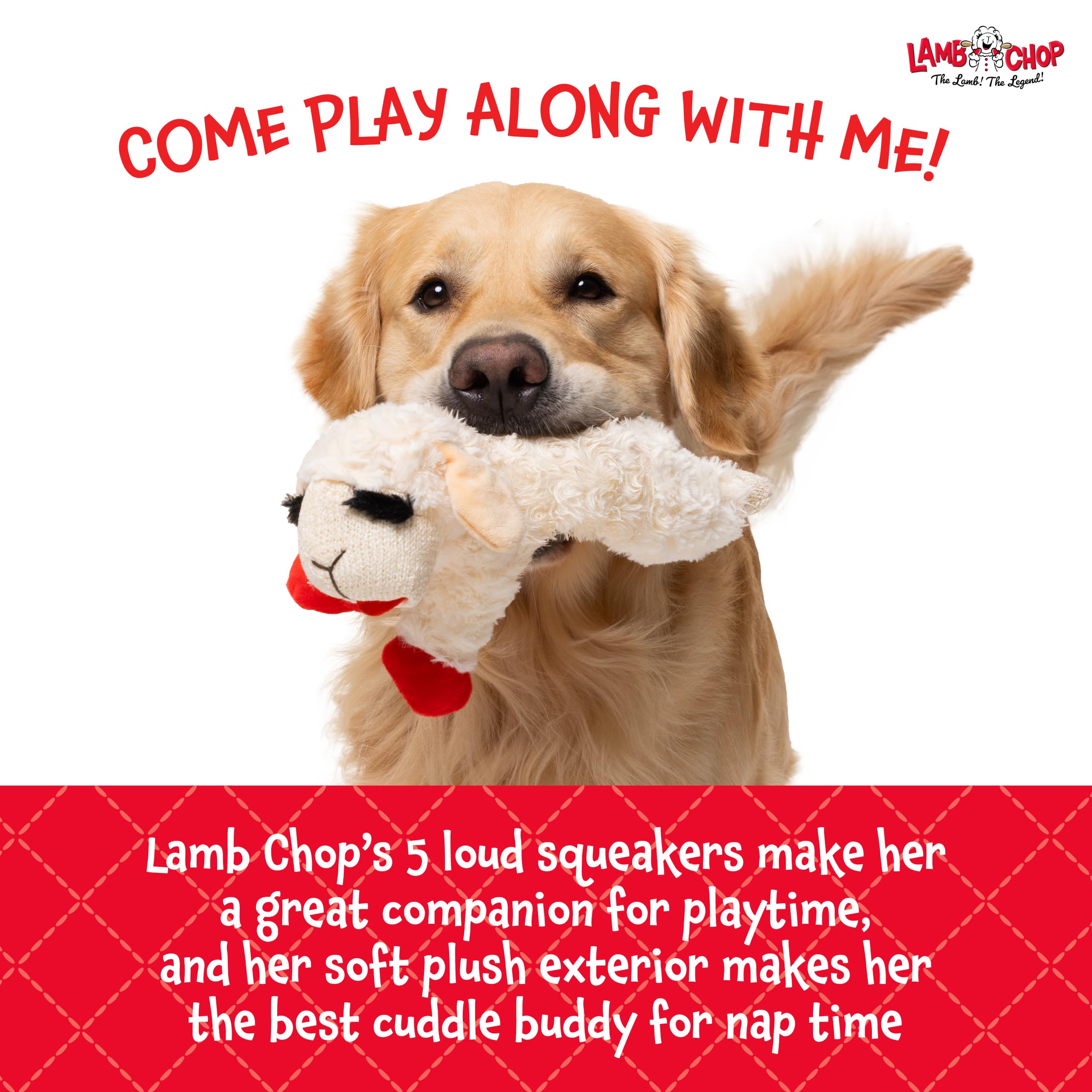 Multipet Lambchop biały/jasnobrązowy pies zabawka miękka bezpieczna pluszowa przytulanka piszcząca interaktywna zabawa zabawa gry dla małych średnich ras - 25 cm
