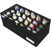 LUVHOMEE Shoe Organiser for Closet, Fits 24 Pairs, Large Shoe Box Storage Containers, Clear Foldable Shoe Storage Bins w/Bottom Support, Space Saving Shoes Holder w/Reinforced Handles, Black