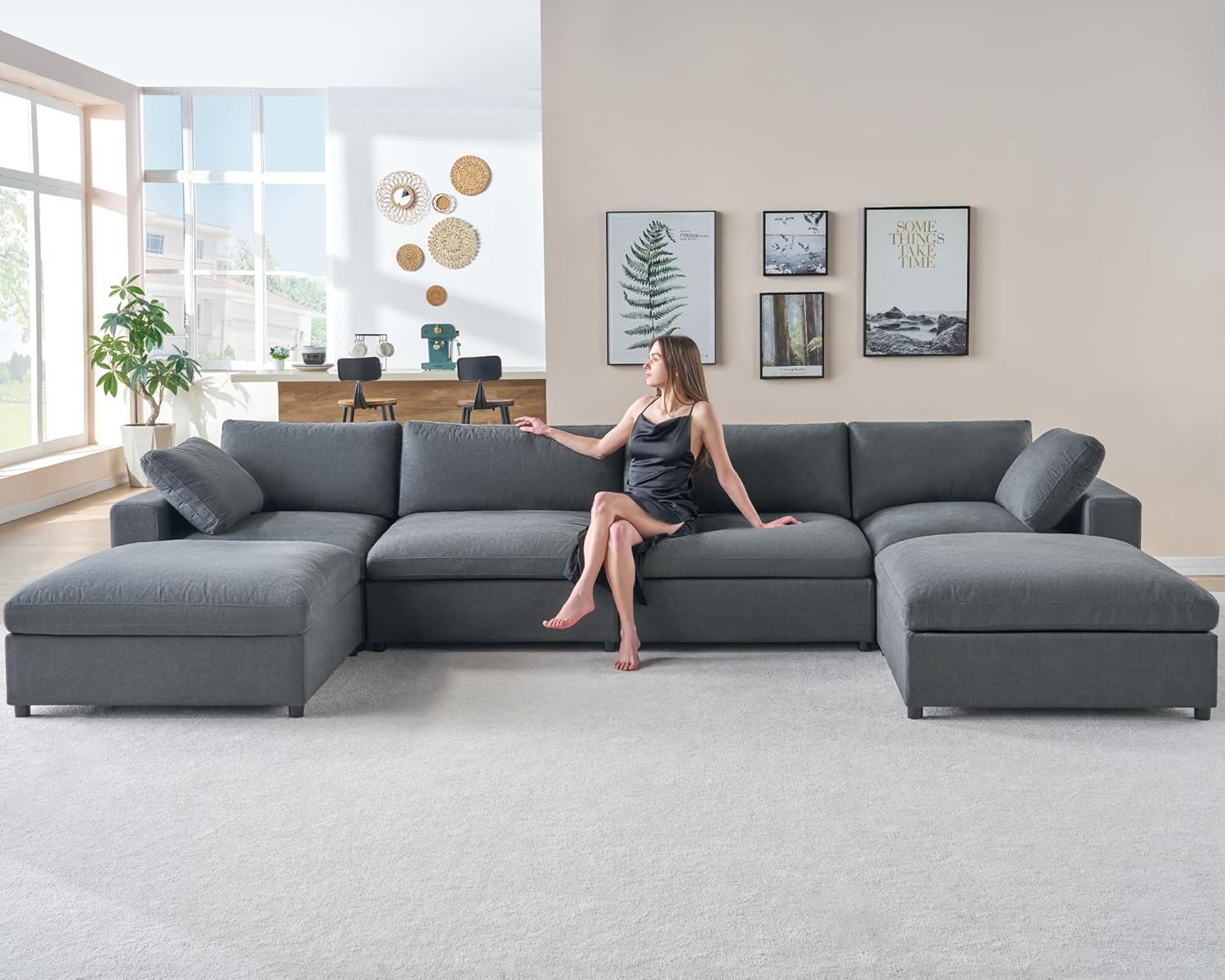 Pieno view of the AMERLIFE modular sectional sofa in a U-shape