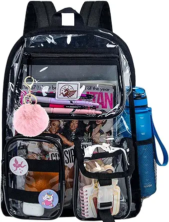 Clear Backpack, Transparent Bookbag Heavy Duty See Through Backpacks
